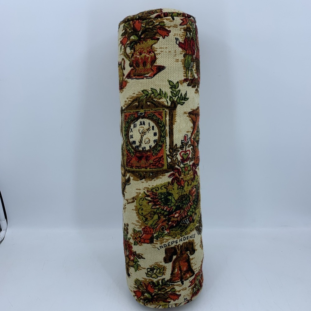 Vintage 70s American Patriotic Tapestry Bolster Pillow Bi-Centennial Grandmacore